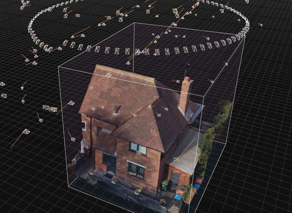 Home 3D building mesh model and drone photogrammetry camera alignment for property survey and inspections in Warrington, Cheshire
