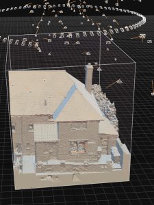 Home Solid 3D building mesh model and dense point cloud generated from drone photogrammetry in Chester, Cheshire